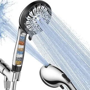 Filtered Shower Head with Handheld, High Pressure 8 Spray Showerhead with Filters & Upgraded Detachable Shower Head, Water Softener Filters Beads for Hard Water -Remove Chlorine