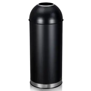 GARVEE 65L 17 Gallon Heavy Duty Stainless Steel Tall Commercial Kitchen Trash Can, Round Open Top Waste Bin for Indoor and Outdoor Use, Durable Garbage Bin for Home, Office, and Restaurant