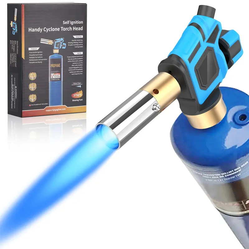Propane Torch Head, Torch Kit Handy Cyclone Torch Head with Self Ignition,Trigger Start Nozzle Torch Fuel by Propane MAPP Gas Cylinder toolupgrade for Welding Soldering Brazing Glass Beads DIY
