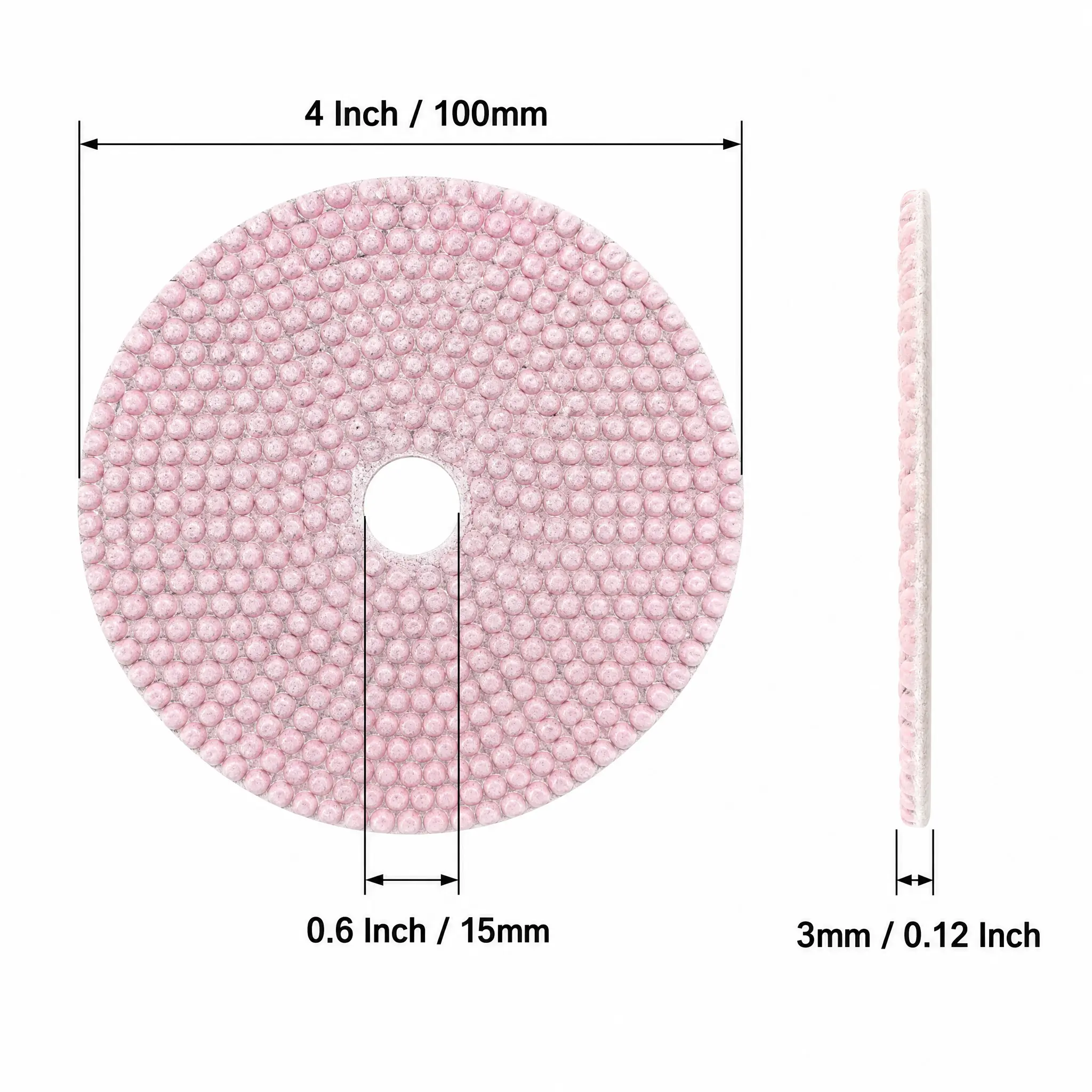 Huang Chang 4 Inch Diamond Polishing Pads with 5/8’’-11 Backer Pad, 6PCS Dry Granite Stone Polish Pad Kit for Drill, Grinder, Polisher, 1-5 Grit Polishing Pad for Concrete Marble Rock Countertop Quartz