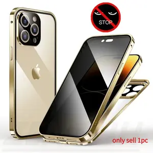 360  Metal Magnetic Double Sided Glass Cover With Lens Protection For iPhone 17 ProMax 16Pro 14 15  For iPhone13 Double Lock Casing Protector