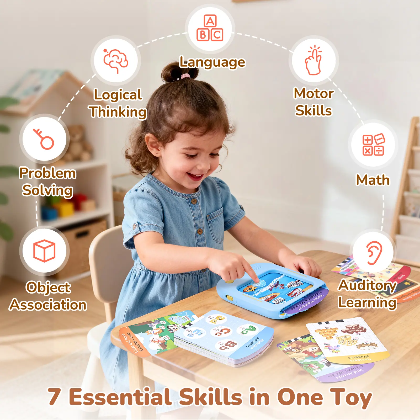 JoyCat Bilingual Kids Learning Tablet with 106 Spanish-English