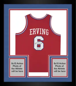 Framed Julius Erving Philadelphia 76ers Autographed Red Mitchell & Ness 1982-1983 Authentic Jersey with "NBA Top 75" Inscription - Fanatics Authentic Certified