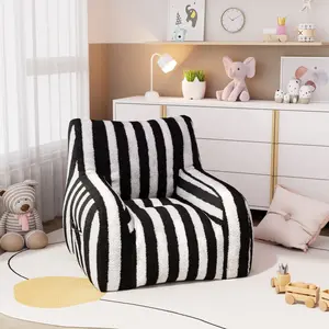 JOYRACER Teddy Fabric Bean Bag Lazy Sofa with Side pockets for Adults and Kids, Cute Accent Sofa Chair Living Room,Bedroom Dorm Reading, Black