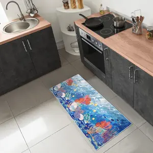 Lush Decor IMPRESSIONS Indoor Printed Polyester Low Profile Mat - Contemporary Graphic Coastal Fish Colorful   (Underwater)
