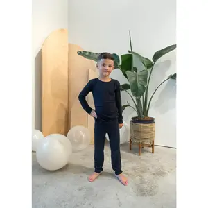 Ribbed Bamboo Long Sleeve Toddler Set in Jet
