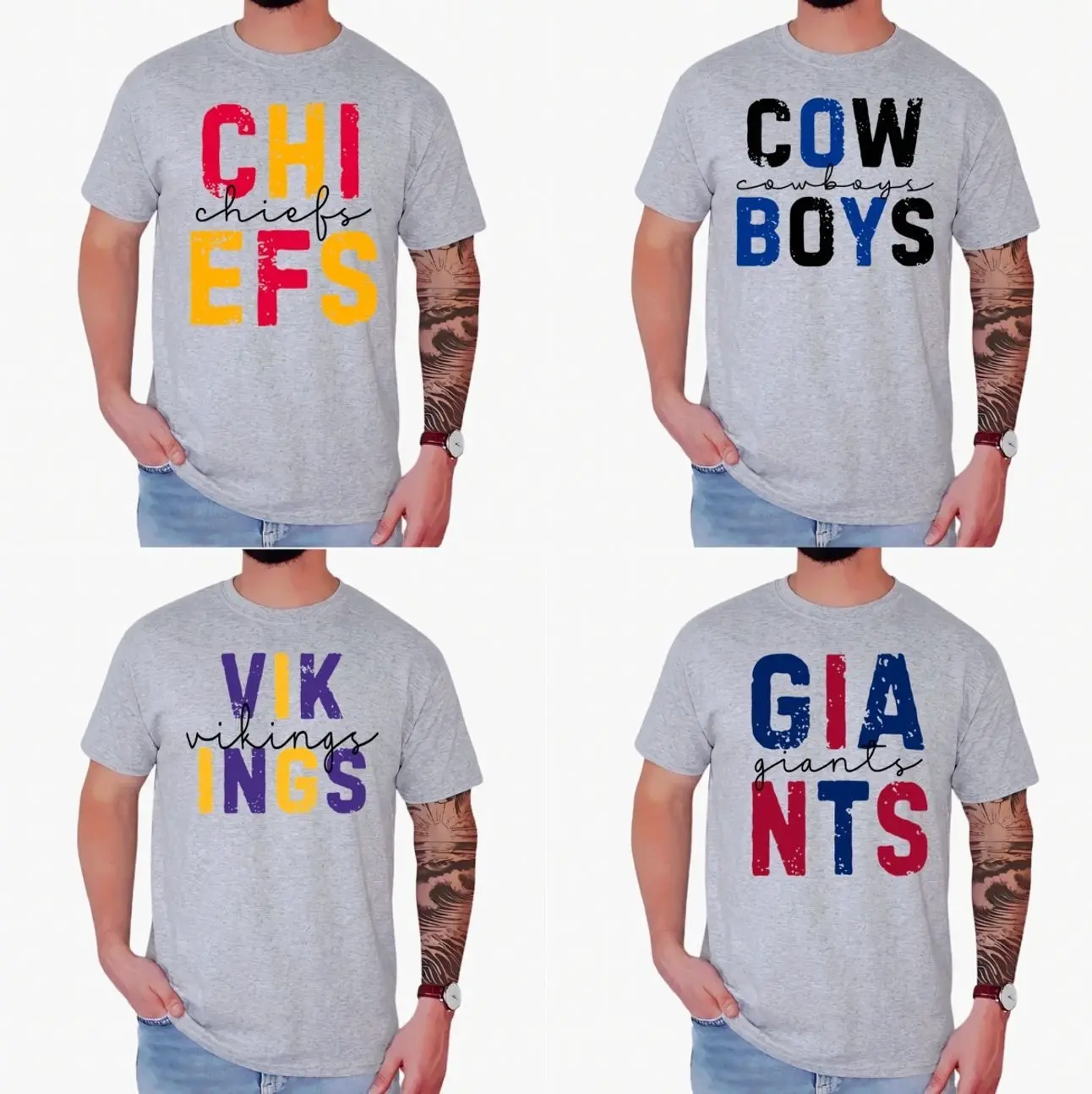 Unisex Sport T-Shirt All Team Football, Ash Grey Color Menswear and Womenwear, Ash Color, Full Size.