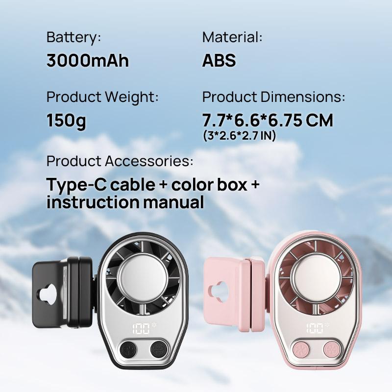 JOYTUTUS 2026 Car Clip On Air Conditioner Fan with LED Display - 360&deg; Rotation, 100 Speeds Adjustable, USB Rechargeable Personal Cooling Fan, 16℃ Semi-Cooling Wide Clamp 20Hr Battery 3000mAh Battery