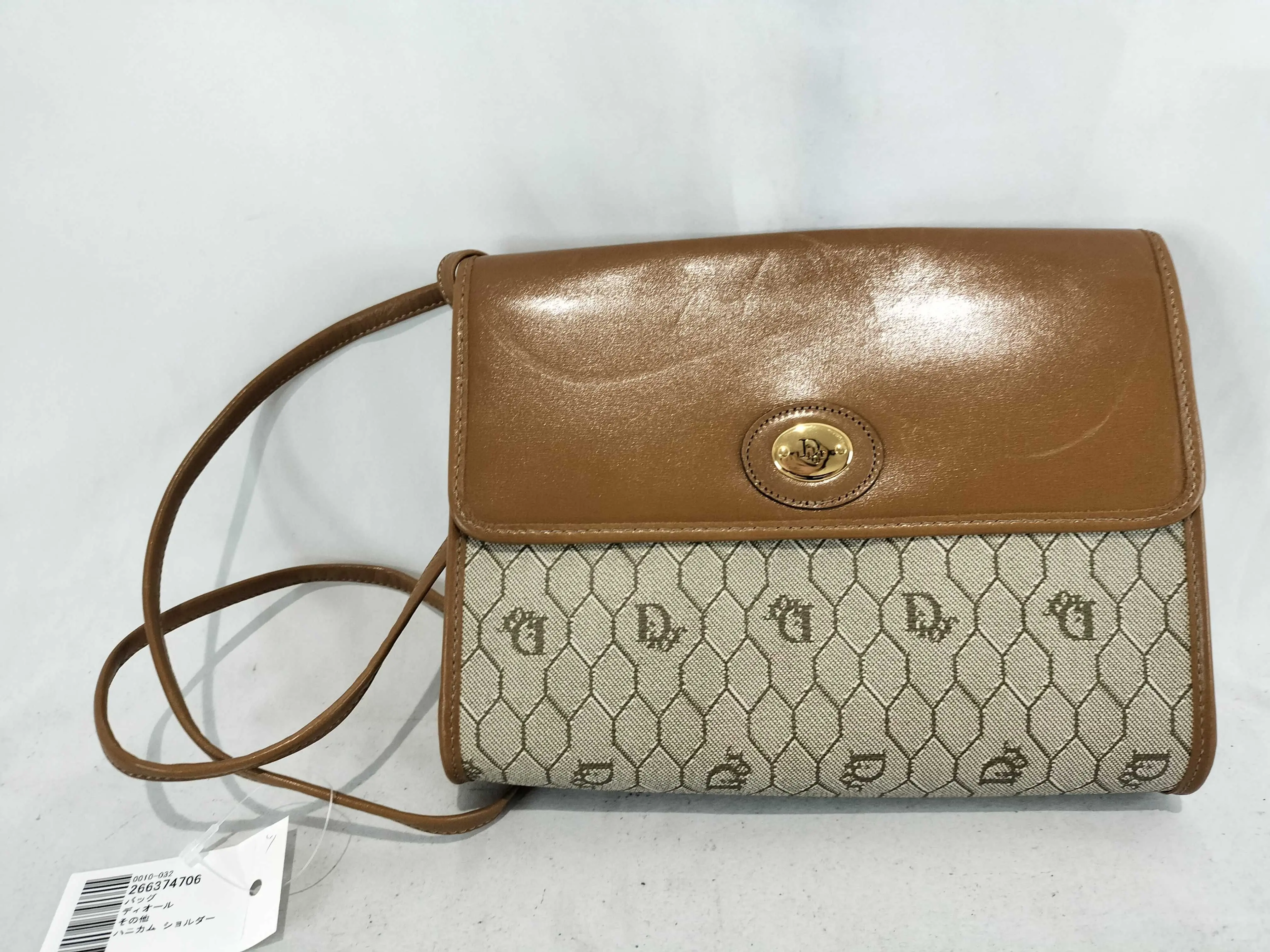 Pre-owned Dior coated canvas Shoulder bags Honeycomb Canvas Shoulder Bag (266374706)