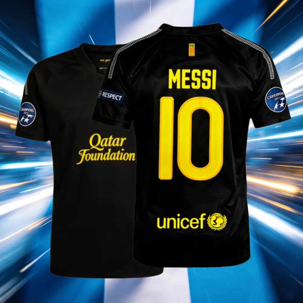 11 12 Retro Second Away Black No.10 Messi Short Sleeve Soccer Jersey 11 12 Retro Second Away Black No.10 Messi Short Sleeve Soccer Jersey
