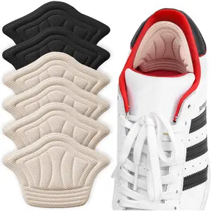 Back of Heel Cushion Pads, Adhesive Heel Grips Inserts for Women Men, Reusable Heel Guards Liners for Loose Shoes, Too Big Boots, Improve Shoe Fit, 2pcs-Black+4pcs-Beige