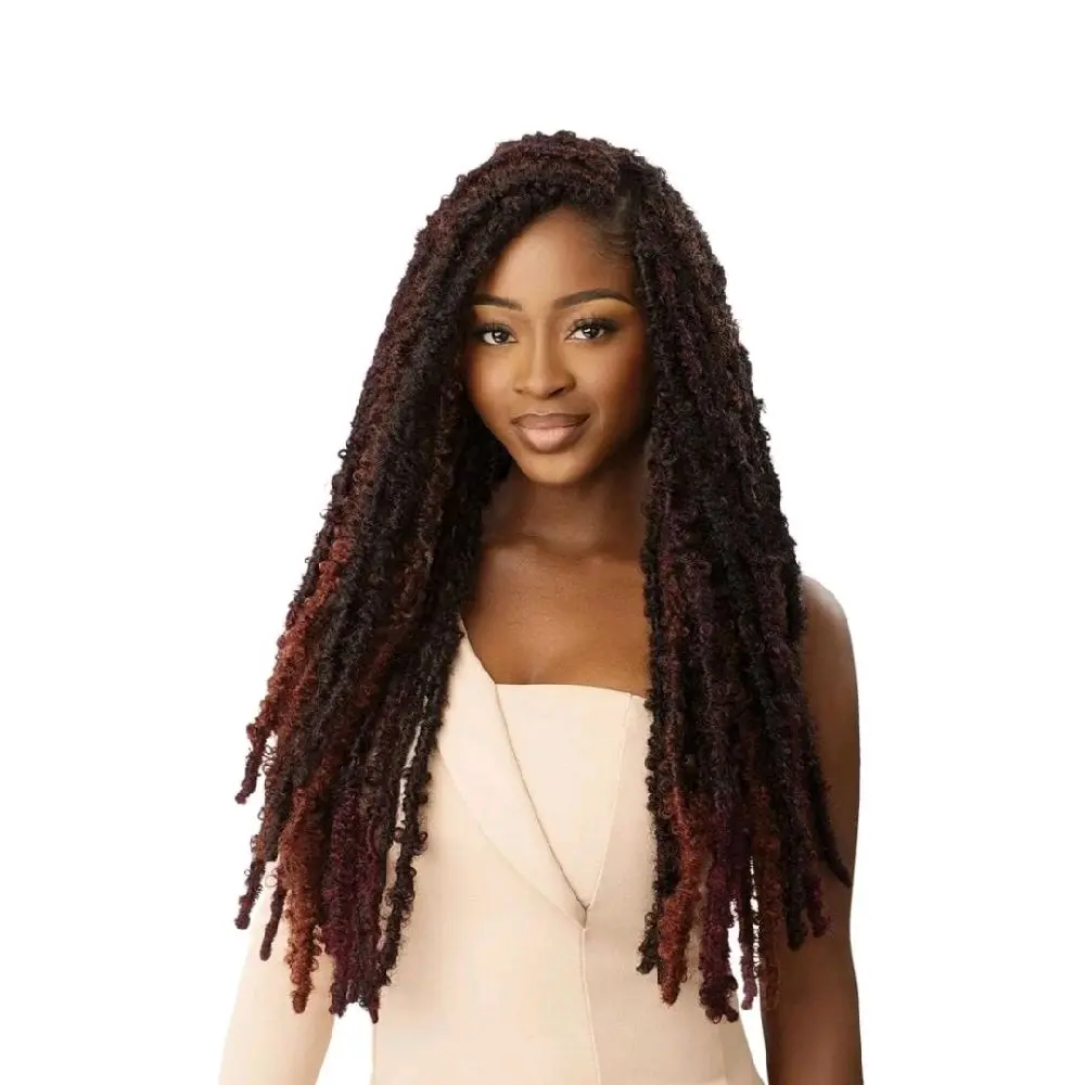 Outre X-Pression Twisted Up Crochet Hair Original Butterfly Locs 22" - Dark Brown Colorful Braiding Hair Extension