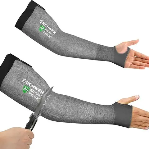 Schwer AIR-SKIN ANSI A6 Cut Resistant Sleeves S903 (3000g) - PFAS-Free, 80% PE+Metal Wire, Fiberglass-Free, Second-Skin Thin, Breathable, Stays Put for Long Shifts, High-Risk Protection for Men, Ideal for Appliance Manufacturing, Automotive Assembly