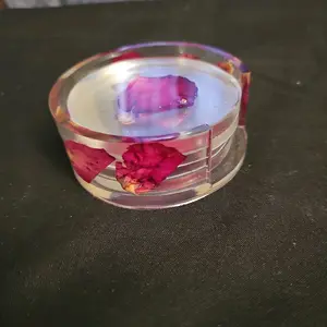 Resin Coaster Set with Rose petals #2