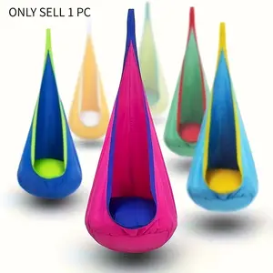 1-piece Indoor/Outdoor Hanging Hammock Chair | With Inflatable Pillow and Cylinder, Storage Bag, Including Straps and Screws, Woven Nylon Fabric, Battery Not Included