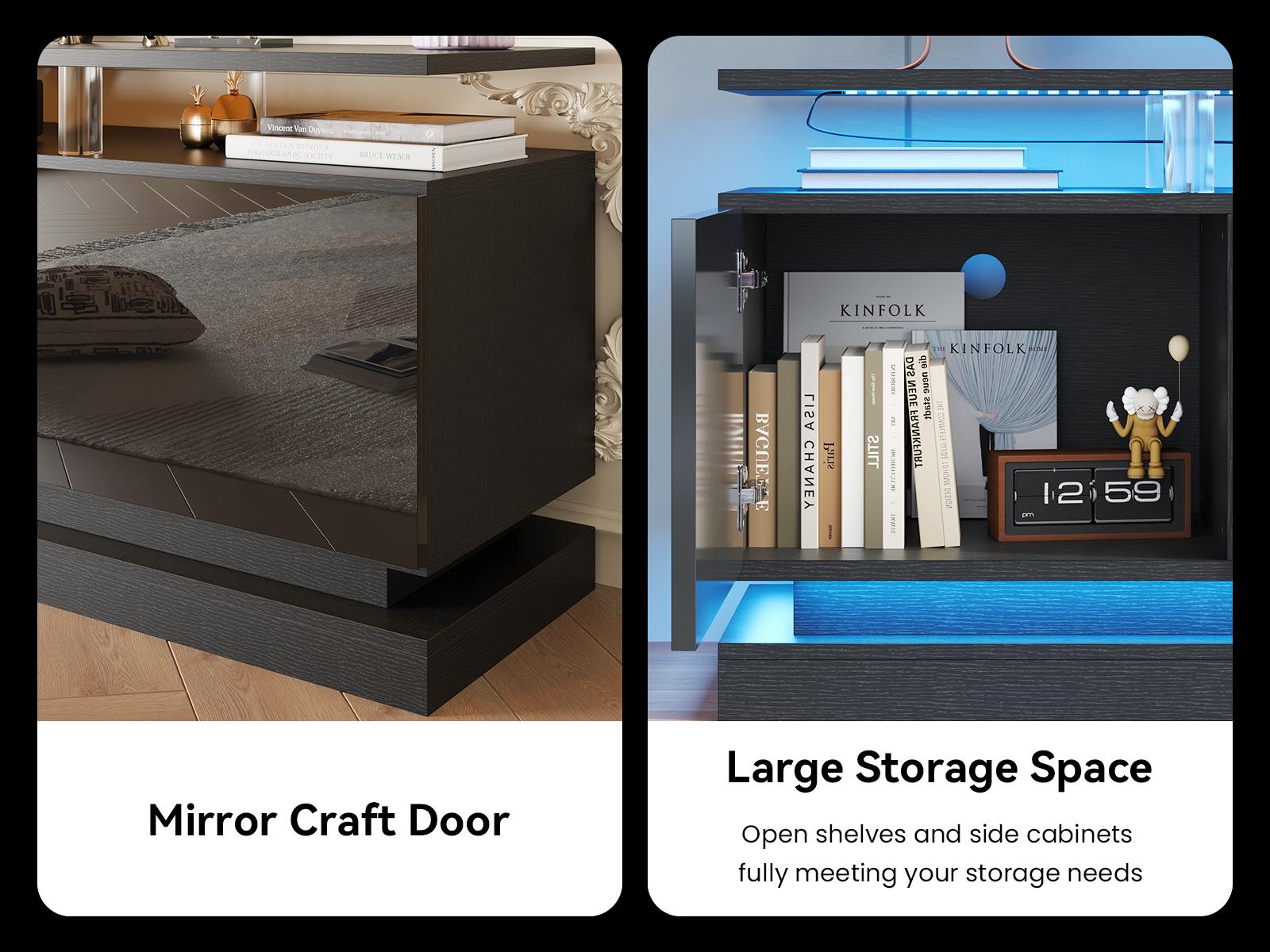 【TV STAND ONLY】 oneinmil 70 Inch Black TV Stand, Modern Entertainment Center with Storage, Media Console for Living Room&Bedroom circle dinner table coffee wooden rectangular   lounge sofa couch side farmhouse Tall Adjustable Bathroom Cabinet square