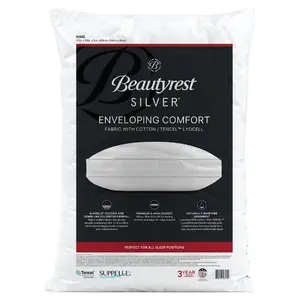 Beautyrest Silver Enveloping Comfort Down Alternative Bed Pillow with Cotton Tencel Lyocell Cover, King, 2 Pack