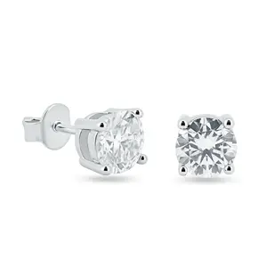 925 Sterling Silver Moissanite 6.5mm Round Push Back Earring