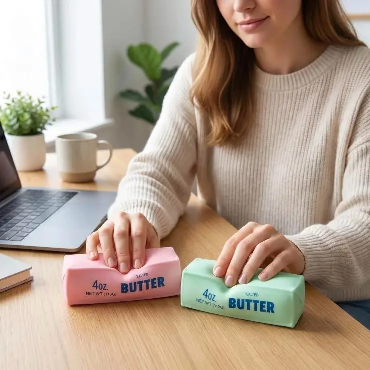 Building Block Butter Squish Toy with Crinkly Filling, Fun Sound-Making Fidget, Soft Tactile Play Gadget, Trendy Hobby Collectible & Novelty Gift for Squish Toy Lovers
