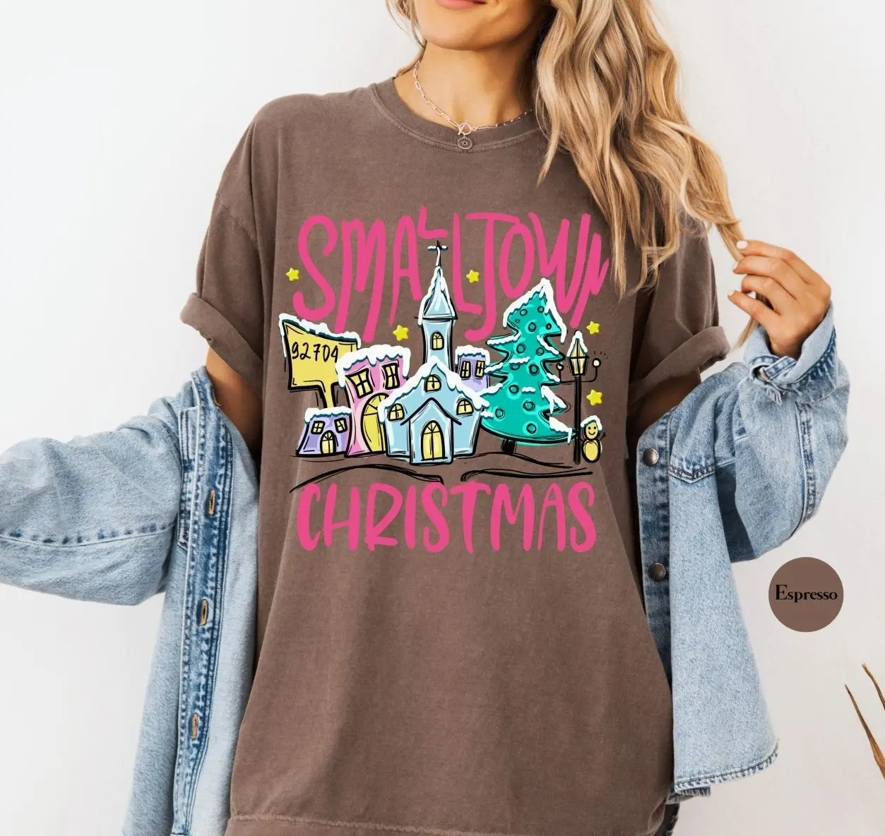 Comfort Colors Custom Christmas Small Town Zip Code T-Shirt, Personalized Holiday Hometown Graphic Tee, Aesthetic Y2K Christmas Matching Family Group Shirts, Festive Winter Season Party Apparel, Vintage Local Town Zipcode Gift for Women & Men