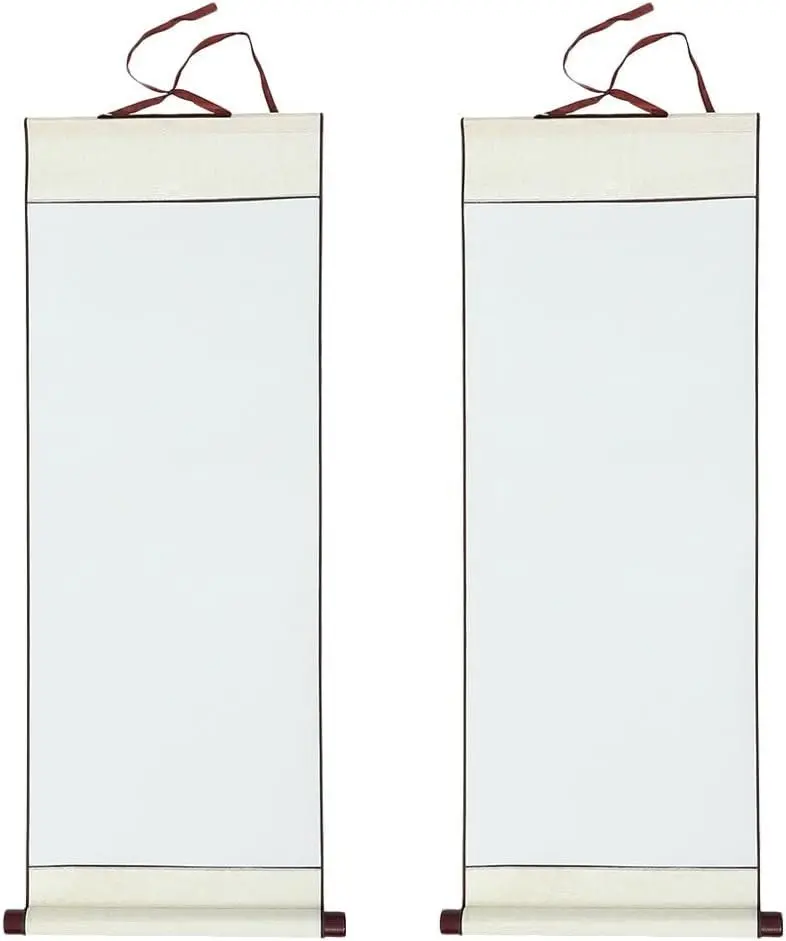 2pcs Hangable Blank Hanging Mount Scrolls, Calligraphy & Sumie Wall Decor for Home Office (Home Supplies)