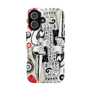 King of Hearts Illustration Phone Case | Playing Card Art, Red Black Sketch