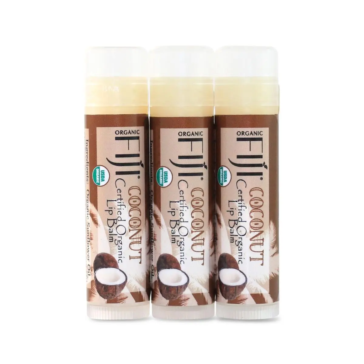 Organic Fiji  0.15 oz Coconut Lip Balm - Pack of 3