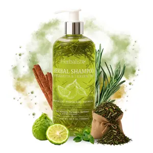 HERBALISTA Viral Bergamot Herbal Shampoo 1000ml (33 fl oz) – With 7 Extracts: Rosemary, Ginger, Anise, Green Tea, Horsetail & Cinnamon – Add Herbal Bag to Activate Natural Benefits