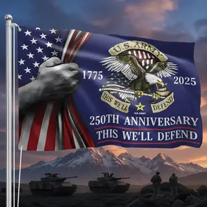 U.S. Army 250th Anniversary Flag 1775–2025, This We’ll Defend Military Banner, Patriotic Veteran Tribute Garden Decor, American Soldier Flag
