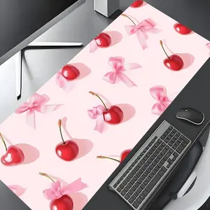 Cherry & Bow Unique Pattern Mouse Pad, Rectangle Gaming Mouse Pad, Office Desk Keyboard Mat for Home Office Game Room