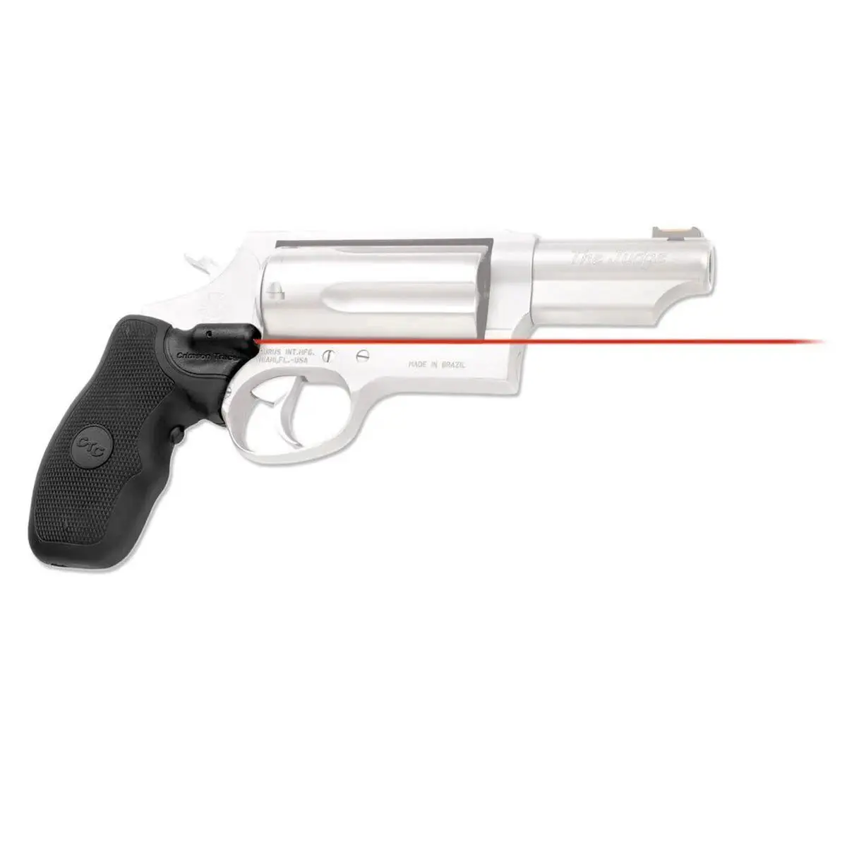 Crimson Trace Rubber Overmold Red Lasergrip Set with Front Activation for Taurus Judge and Tracker Revolvers