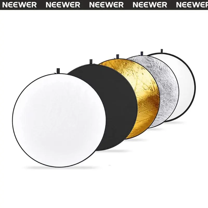 NEEWER 5-in-1 Collapsible 19.6in Round Photo Lighting Reflector - Steel Frame, Softer Translucent, Easy Spread & Fold Camera Accessory for Content Creators, Vlogging Equipment (Multi-Size Compatible)