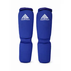 StellMan BlueCore Contoured Shin & Instep Guards - Lightweight EVA Foam Protective Gear for Kickboxing, Outdoor Activities