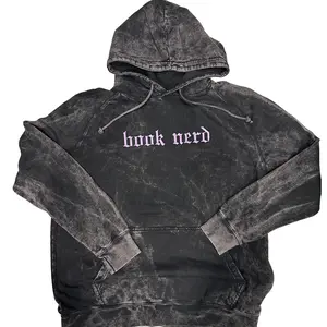 Book Nerd Vintage Embroidered Hoodie, Book Sweatshirt, Gift for Reader, Alt Fashion, Streetwear Casual Pullover Sweatshirts Embroidery