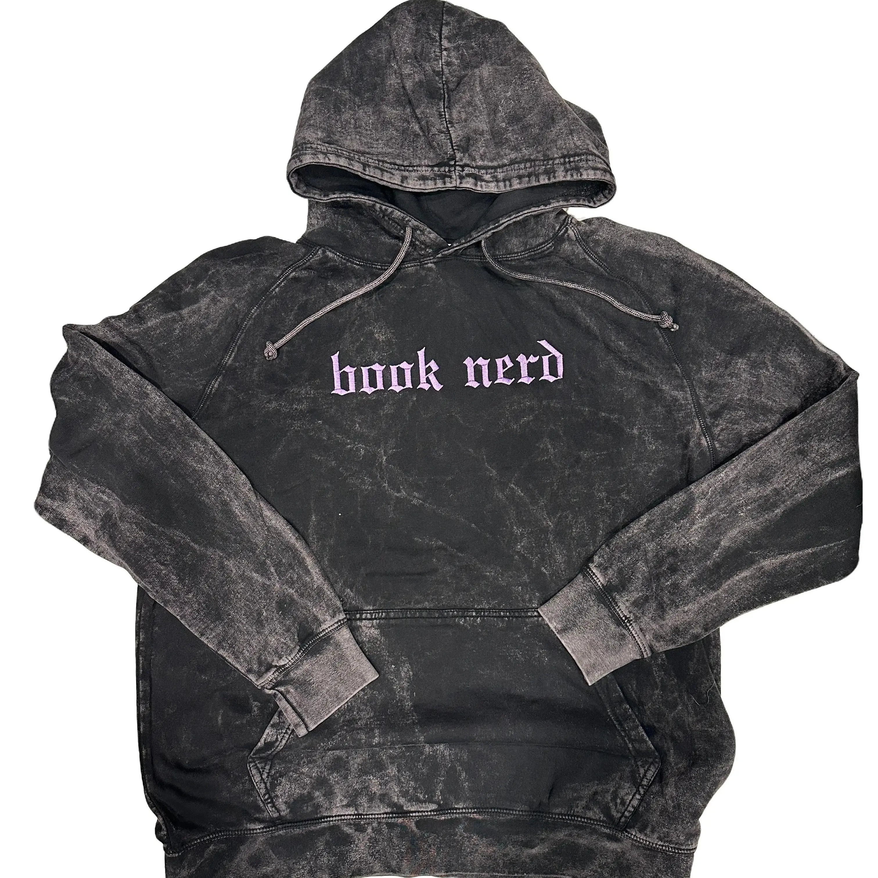 Book Nerd Vintage Embroidered Hoodie, Book Sweatshirt, Gift for Reader, Alt Fashion, Streetwear Casual Pullover Sweatshirts Embroidery