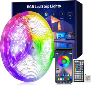 Led-rgb001-1 100ft LED Strip Lights for Indoor use, with Music Sync, Remote & App Control, RGB Color Changing for Party and Bedroom Decoration