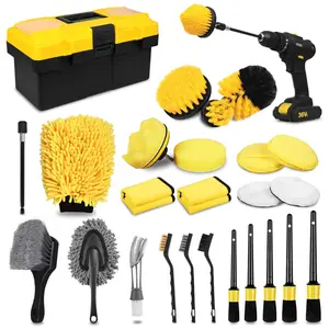 27 Pcs Car Detailing Kit, Car Detailing Brush Set, Auto Detailing Drill Brush Set, Detailing Brushes ,Accessories, Car Cleaning Tools Kit