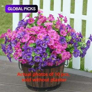 Artificial Flower Arrangement, 10 Bundles of UV-Resistant Faux Flowers, Indoor Outdoor Decorative Flowers for Home Garden Hanging Decor on Porch, Window and Yard, Artificial Flowers Bouquet Decorations #GLOBAL PICKS