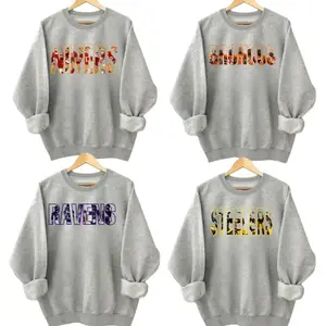 ALL FOOTBALL TEAMS Letter Player Sweatshirt, ASH GREY All Team Football Sweater for Football Fans Collar for Men Women Cotton, Unisex Game Day Shirt Gift , Menswear Tops - TC