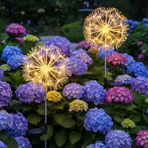 Solar Garden Lights Outdoor  Decorative, 2-Pack 19LED Warm White Fairy Light 8 Modes, Solar Firework Lights for Yard, Patio, Pathway, Garden Decor