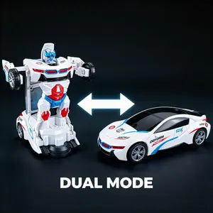 Transforming Robot Race Car Toy With Cool Design, Colorful Lights & Dynamic Music - Perfect Birthday, Halloween, Christmas, Thanksgiving Gift (Batteries Not Included) For Winter