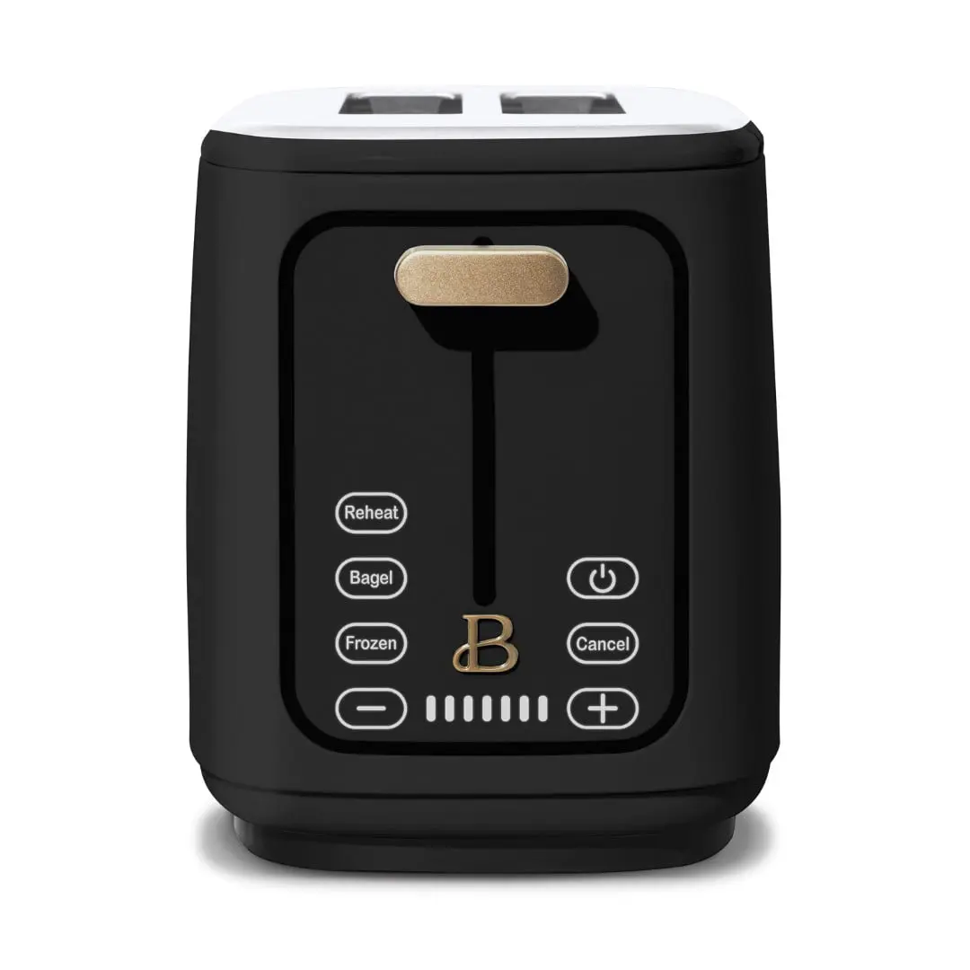Drew Barrymore 2-Slice Black Sesame Toaster with Touch-Activated Display, Household Kitchen Appliance