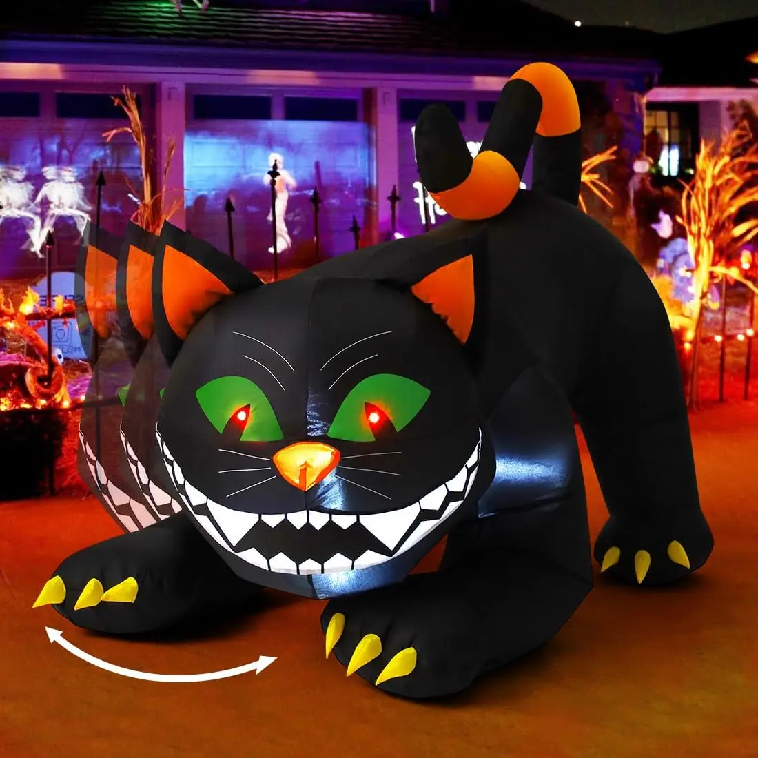 COMIN 6 FT Halloween Inflatables Black Cat Outdoor Decorations Blow Up Yard Large Cat with Moving Head and Built-in LEDs for Indoor Party Garden Lawn Decorspooky season decor, spooky yard decor, halloween yard decor, halloween gift for him and her, 2026 g