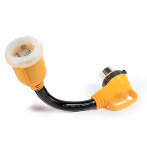 Camco Power Grip 18" Dogbone Adapter with 50 Amp Locking Male and Female, Yellow