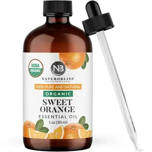 NaturoBliss Organic Sweet Orange Oil 1oz  Premium Therapeutic Grade USDA Certified Natural & Pure Essential Oil Aromatherapy Treatment with Glass  Dropper Healthcare Healthy Fitness Solution Wellness Therapy
