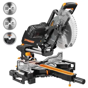 DOVAMAN Updated 10-Inch Dual Bevel Sliding Miter Saw, Multi-Material Cutting w/ 3 x TCT Blades, 2-Speed 5000/3200 RPM, LED Shadow Line, 0-45° Bevel & Miter Cut, Max Cut 3.5" x 13.4", 9 Positive Stops,#Summervibes