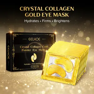Crystal Collagen Gold Powder Eye Patches - Golden Moisturizing Eye Bag Mask Set For Eye Bags, Dark Circles, Puffiness & Fine Lines, Firming Eye Treatment 12 Pairs