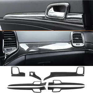 ABS Carbon Fiber Look Dashboard Panel Trim Door Handle Cover for Jeep Grand Cherokee 2014 2015 2016 2017 2018 2019 2020 2021 Interior Accessories Decorative Cover