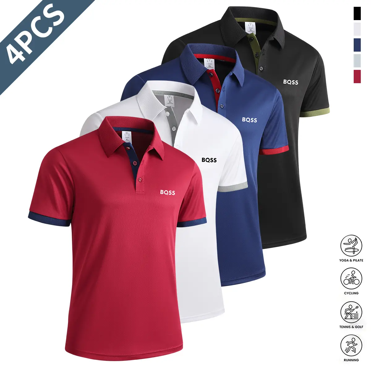 Burgundy + White + Navy Blue + Black