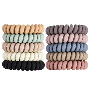 30 count Spiral Hair Ties No Crease Coil Hair Ties Platics Coiled Phone Cord Ponytail Holder Large Sprial Hair Scrunchies For Women Thick Curly Hair Girls